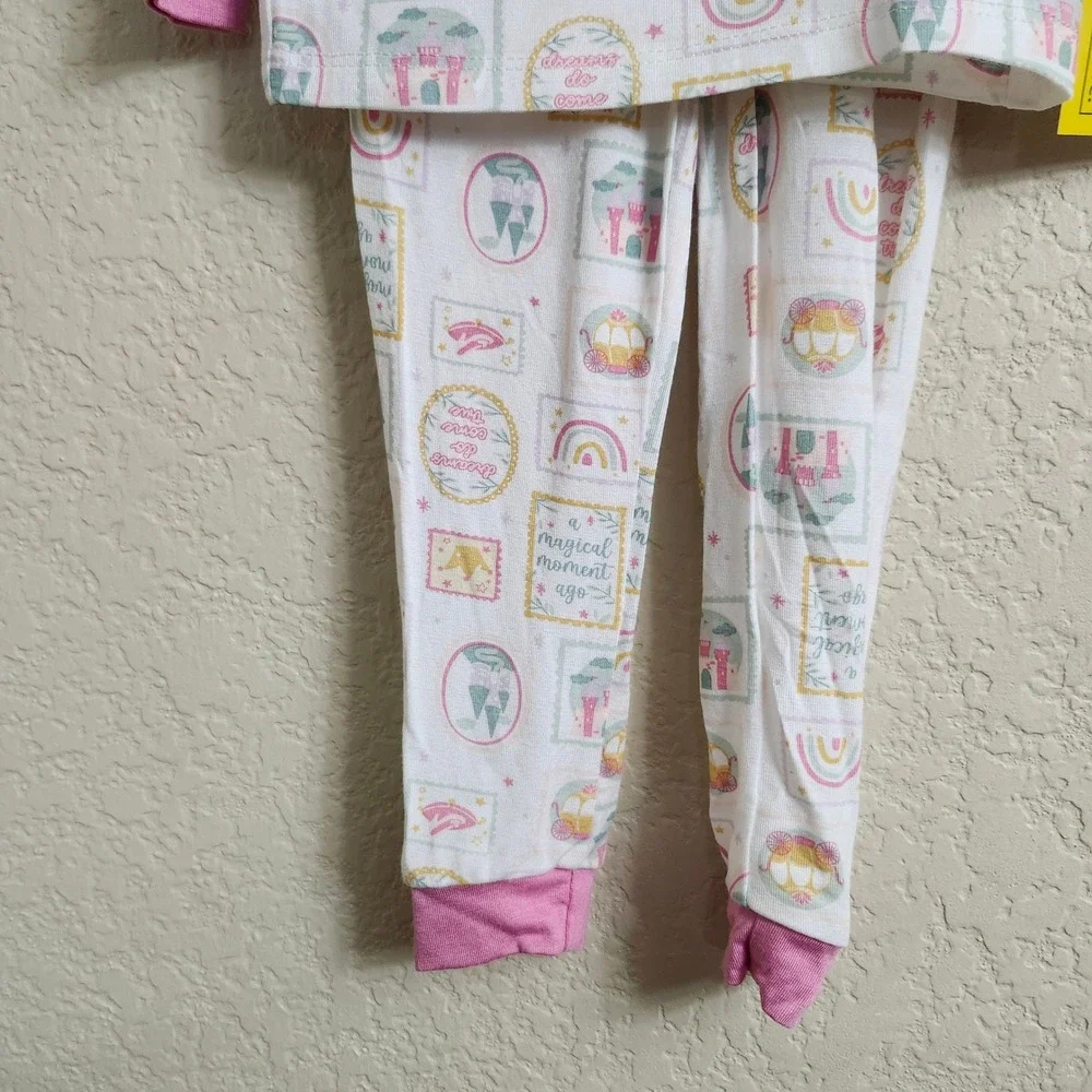 NEW Milkberry Bamboo Size 24M Princess Pajama Set Pink White Long‎ Sleeve